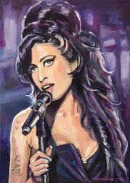 Amy Winehouse malovaný portrét